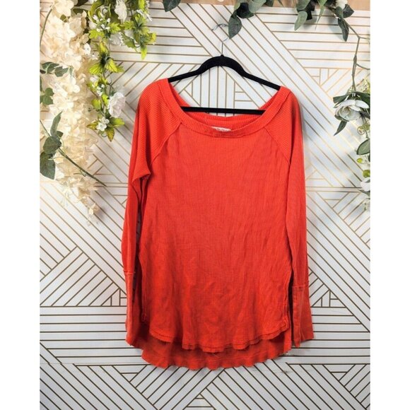 Free People We The Free Women's Red Orange Snowy Thermal Long Sleeve Size XS - Picture 1 of 7